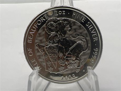 2 OZ 999 FINE SILVER YALE OF BEAUFORT COIN