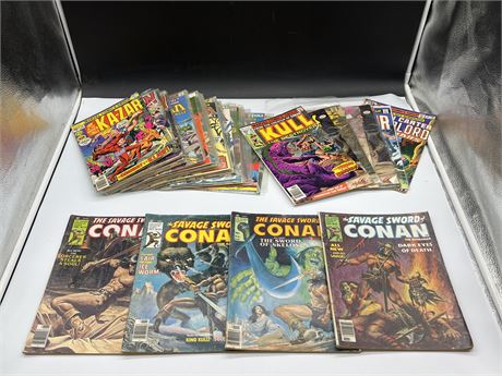 LARGE LOT OF CONAN, KA-ZAR, KULL & ECT COMICS / COMIC MAGS
