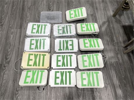 10 LED CONVERTED EXIT SIGNS + FEW REPLACEMENT COVERS