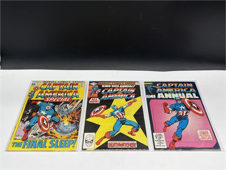 3 CAPTAIN AMERICA ANNUALS - ONE HAS WATER DAMAGE