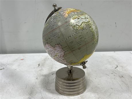 VINTAGE TABLE TOP SPINNING GLOBE (13” tall)