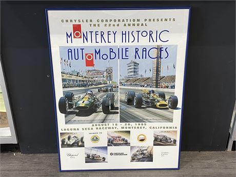 FRAMED MONTEREY HISTORIC AUTOMOBILE RACES PRINT (26”X35”)