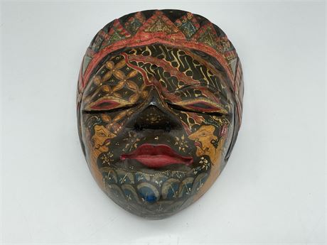 HAND PAINTED & HAND CARVED WOODEN MASK