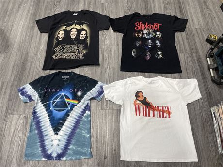 4 MUSIC / BAND T’s  - ALL CURRENT - ASSORTED SIZES