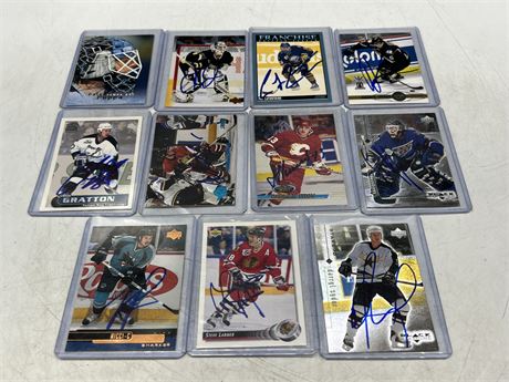 11 AUTOGRAPHED NHL CARDS