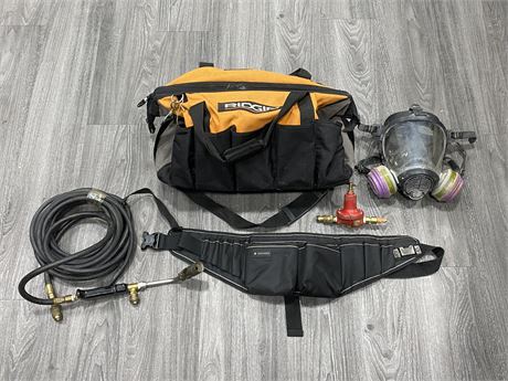 TOOL BAG W/FACE MASK, POUCH & OTHER