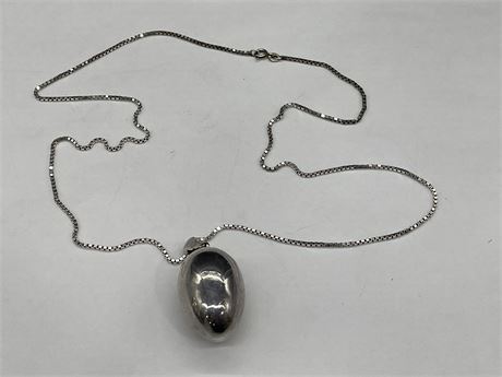 STERLING SILVER EGG PENDANT AND CHAIN (27”)