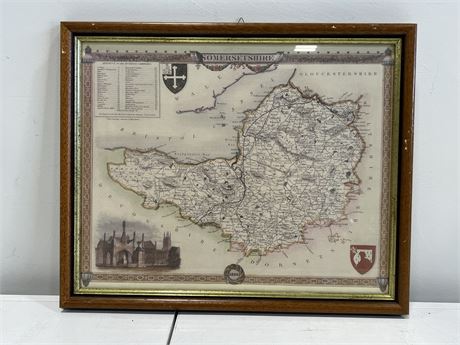 GLOUCESTERSHIRE MAP IN FRAME (22”x18”)