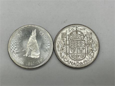 1945 & 1967 50 CENT COINS