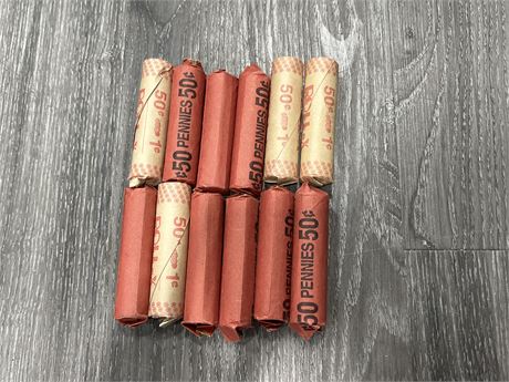 12 ROLLS OF CANADIAN PENNIES