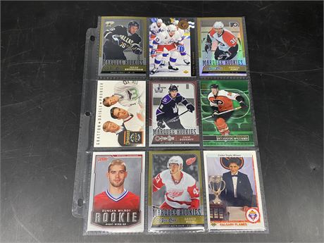 9 MISC. NHL ROOKIE CARDS