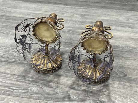 2 DECORATIVE BRASS WALL CANDLE PIECES