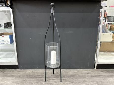 IRON & GLASS CANDLE HOLDER (40” TALL)