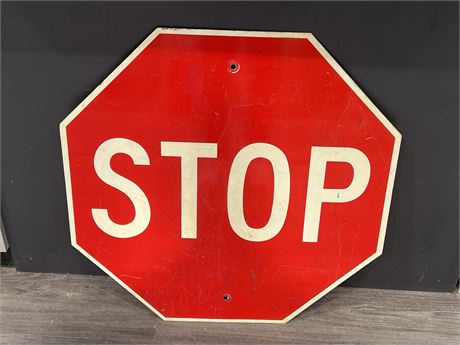 VINTAGE HEAVY METAL STOP SIGN - 30”x30”