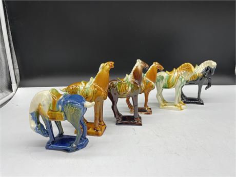 6 CHINESE HORSE FIGURINES (6”)