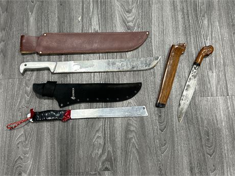 2 MACHETES & VINTAGE KNIFE (Longest is 23”)