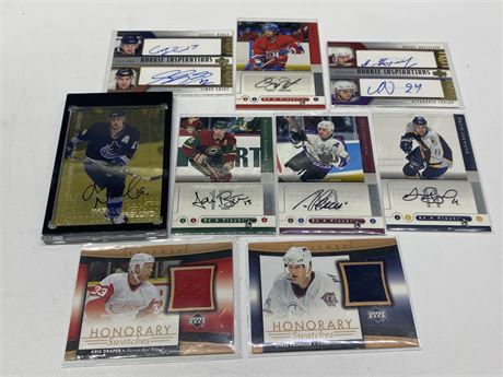 LOT OF 9 NHL AUTO/PATCH CARDS