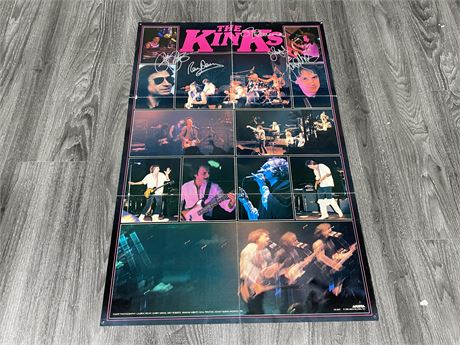 THE KINKS DOUBLE SIDED BAND SIGNED POSTER 22”x34” (COA)