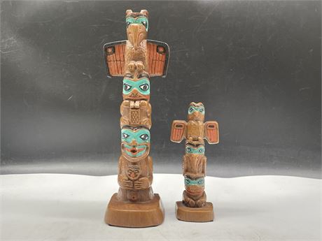 2 TOTEM POLES CRAFTED BY SHAMAN’S (LARGEST 12”)