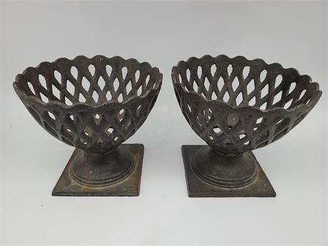 PAIR CAST IRON PLANT STANDS (6.5"tall)