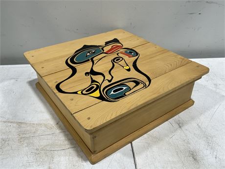 SIGNED INDIGENOUS CARVED BOX (16”x16”)