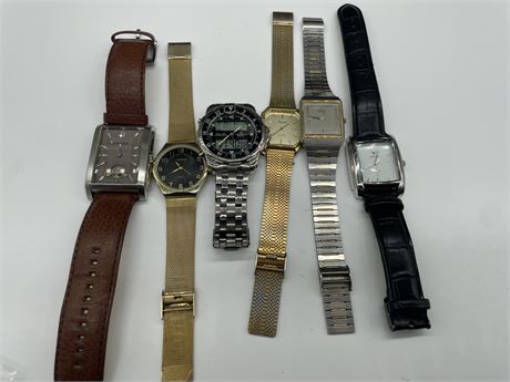 USED WATCH COLLECTION SEIKO, FOSSIL, TRANEL & OTHERS, MOST NEED BATTERIES