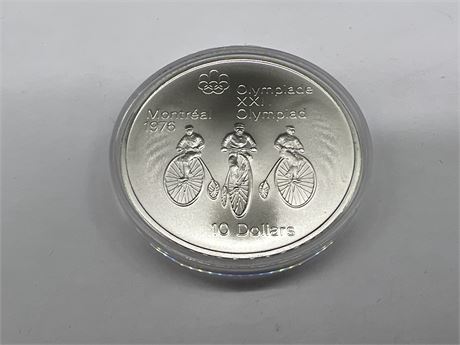 1976 MONTREAL .925 SILVER $10 COIN - CONTAINS 1.44 TROY OZ OF FINE SILVER