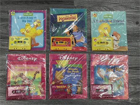6 DISNEY CASSETTES WITH BOOKS