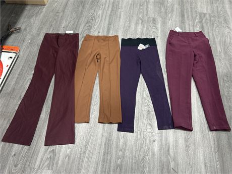 4 NEW W/TAGS WOMENS LE CHATEAU PANTS - ALL SIZE 0