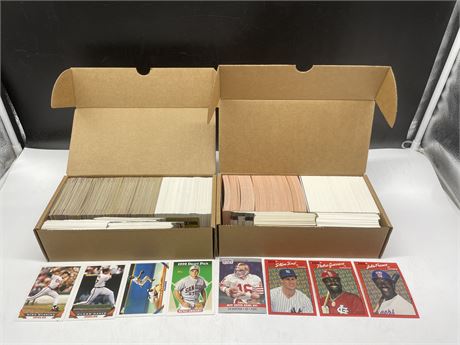 2 BOXES OF MISC FOOTBALL / BASEBALL CARDS