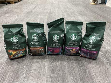 5 NEW BAGS OF STARBUCKS COFFEE