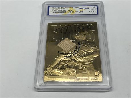 WCG 10 BARRY BONDS 2002 23KT GOLD COLLECTIBLES CARD