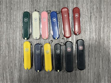 12 SWISS ARMY KNIVES - MISC COLORS