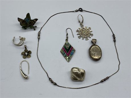 LOT OF MISC. STERLING JEWELRY ETC.