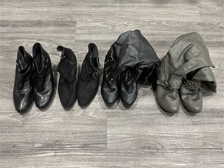 4 PAIRS OF WOMENS BOOTS