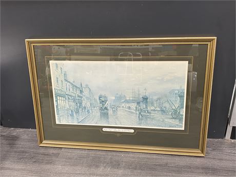 GILDED FRAMED “EMPIRE DAYS-HOMEPORT” PRINT BY J.L. CHAPMAN (21”x32”)