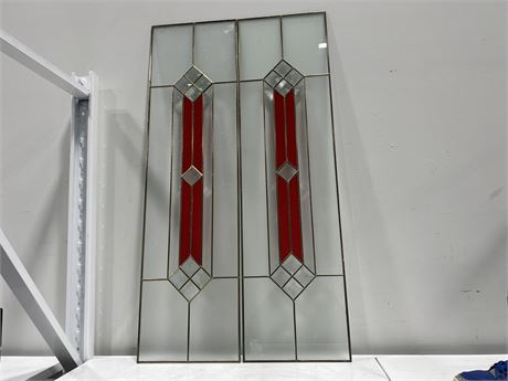 2 BEAUTIFUL VINTAGE STAIN GLASS PIECES - 4’x1’