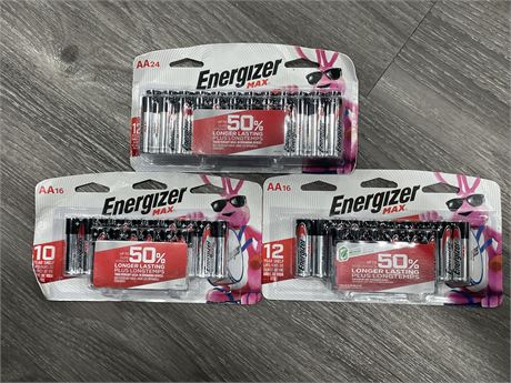 2 NEW ENERGIZER AA BATTERY 16 PACKS + 24 PACK