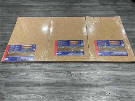 3 NEW PACKAGES CORK UNDERLAY / 5 PER PACK