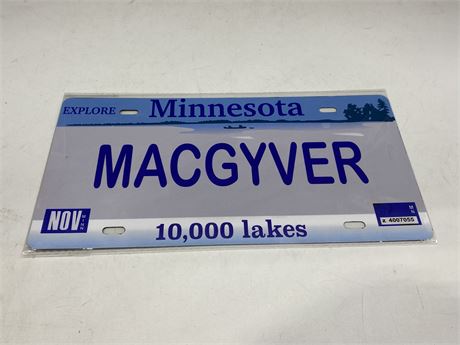 “MACGYVER” MINNESOTA LICENSE PLATE (Macgyvers home state)