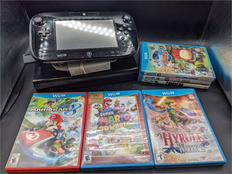 WII-U CONSOLE & GAMES - GAMEPAD HAS SOME SCRATCHES - WORKING