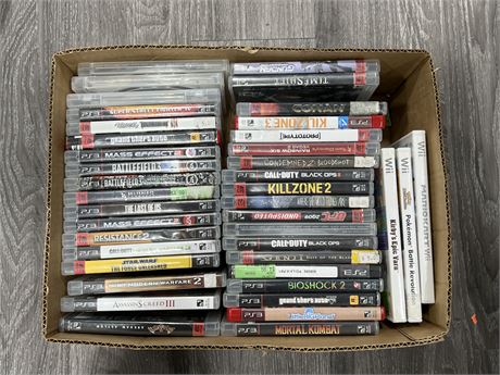BOX OF PS3 GAMES & 3 WII GAMES - WII GAMES HAVE SOME SCRATCHES