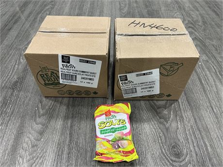 2 BOXES OF NEW REAL FRUIT SOURS BURST GUMMIES - 12 PACKS PER BOX