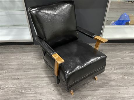 MID CENTURY LEATHER ROCKING CHAIR