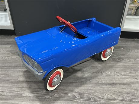 VINTAGE BLUE / RED PEDAL CAR (32” long)