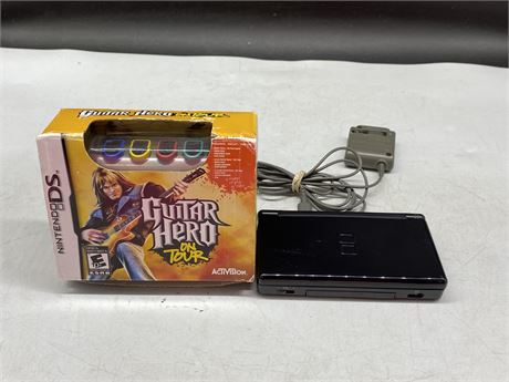 NINTENDO DS LITE WITH CHARGER & GUITAR HERO ON TOUR