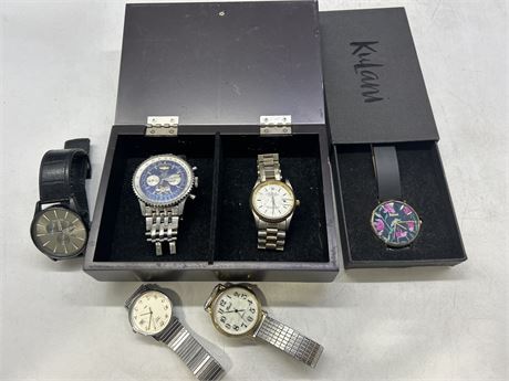 6 MISC. WATCHES - ROLEX/BREITLING ARE REPRODUCTIONS