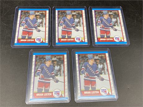 5 ROOKIE BRIAN LEETCH CARDS