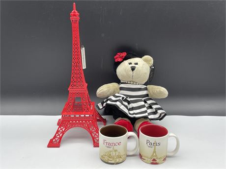 STARBUCKS COFFEE GLOBAL ICON 2 MINI MUGS PARIS, FRANCE & BARISTA PLUSH