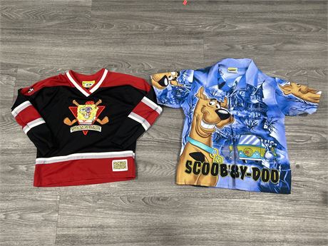 VINTAGE SPONGEBOB HOCKEY JERSEY & SCOOBY DOO BUTTON UP - BOTH SIZE YOUTH 6